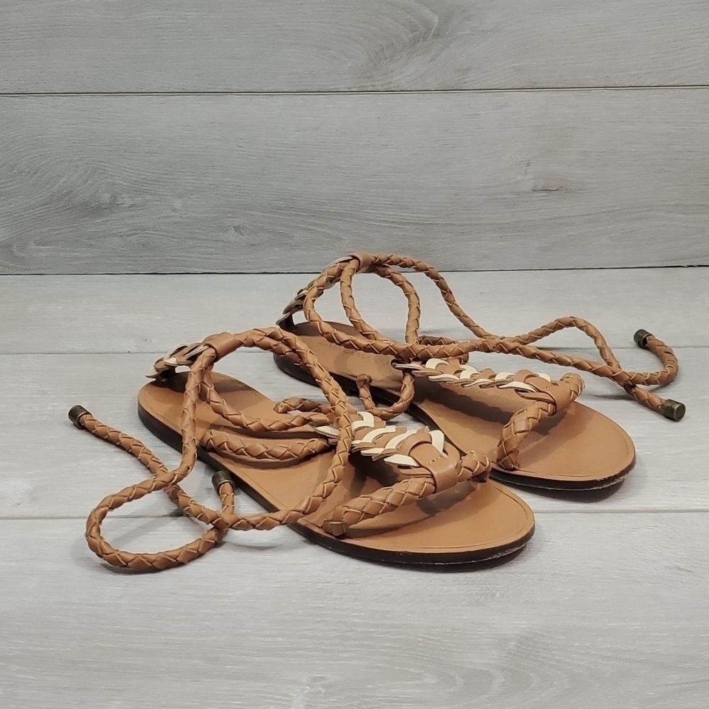 Zimmermann Womens Link Weave Tie Leather Gladiator Flats Sandals sz 36 US 5.5 - Picture 2 of 15